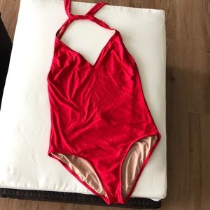 Red Deep V swimsuit 👙 ☀️